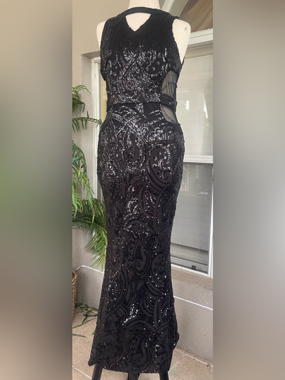 Elegant Black Sequin Maxi Dress - Women's Formal Gown